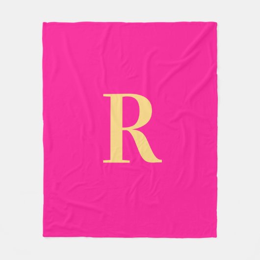 Couverture Polaire Simple Monogramme moderne Hot rose (Devant)