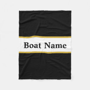 Couverture Polaire Simple noir blanc et or avec nom de bateau