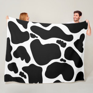 Couverture Polaire Simple noir et blanc Gros taches de vache Poster d