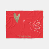 Couverture Polaire Simple Red Gold Dove Coeur Paix Amour Noël (Devant (Horizontal))