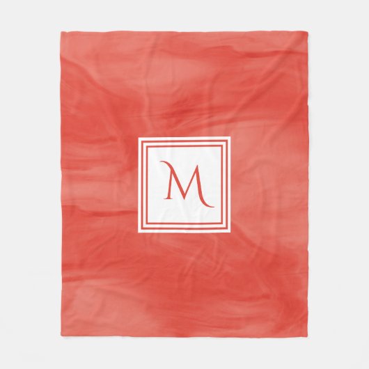 Couverture Polaire Simple rouge orange subtil marbre moderne Monogram (Devant)