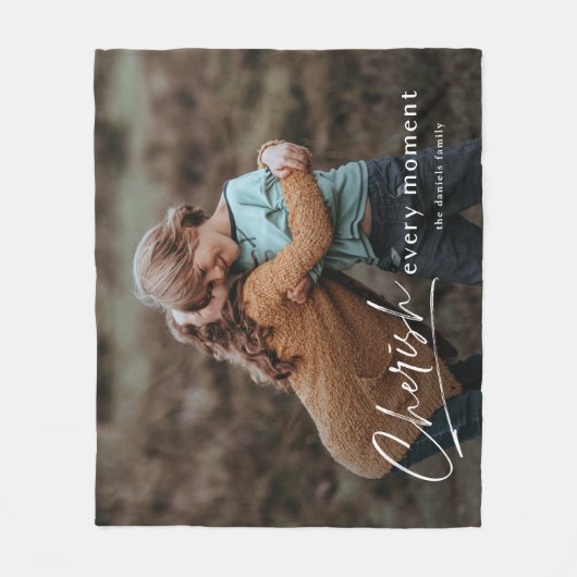 Couverture Polaire Simple Script Cherish Chaque Moment Photo (Devant)
