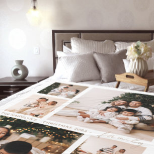 Couverture Polaire Simple Script Family Photo Collage Vacances