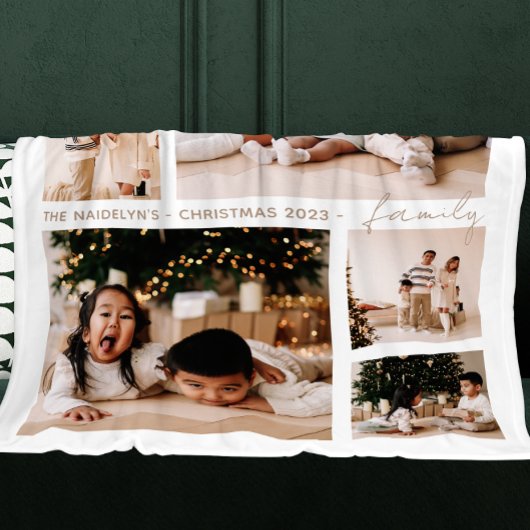 Couverture Polaire Simple Script Family Photo Collage Vacances