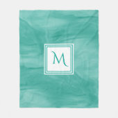 Couverture Polaire Simple Turquoise Vert Marbre subtil Monogramme mod (Devant)