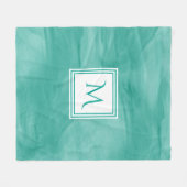 Couverture Polaire Simple Turquoise Vert Marbre subtil Monogramme mod (Devant (Horizontal))
