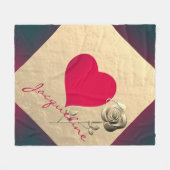Couverture Polaire Simple Valentine Red Heart avec Rose (Devant (Horizontal))