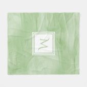 Couverture Polaire Simple vert clair Marbre subtil Monogramme moderne (Devant (Horizontal))