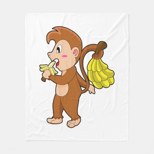 Couverture Polaire Singe avec bananes (Devant)
