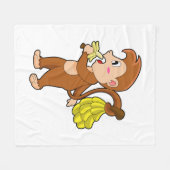 Couverture Polaire Singe avec bananes (Devant (Horizontal))