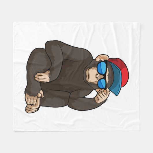 Couverture Polaire Singe avec lunettes de soleil (Devant (Horizontal))