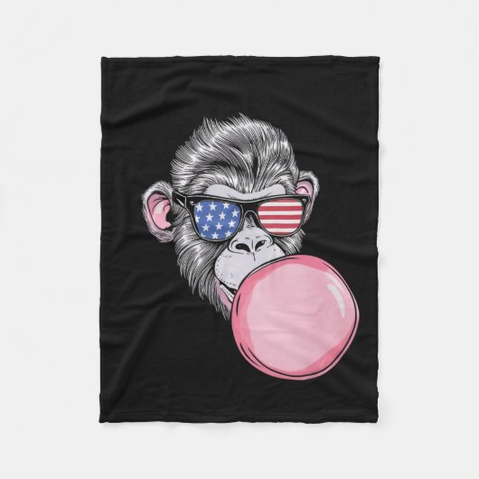 Couverture Polaire Singe avec lunettes de soleil drapeau américain Ca (Devant)