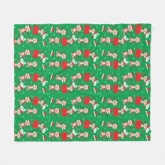 Couverture Polaire Singe avec Santa Hat Motif Noël présent (Devant (Horizontal))
