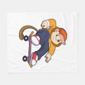 Couverture Polaire Singe comme patineur avec skateboard (Devant (Horizontal))