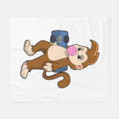 Couverture Polaire Singe comme patineur avec skateboard (Devant (Horizontal))