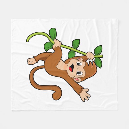 Couverture Polaire Singe dans la jungle (Devant (Horizontal))
