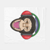 Couverture Polaire Singe dans la musique avec casque (Devant (Horizontal))
