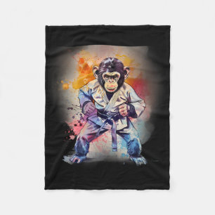 Couverture Polaire Singe de Kung Fu aquarelle kickboxing Mma singe Lo