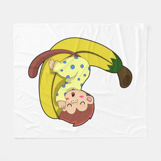 Couverture Polaire Singe dormant dans le pyjama (Devant (Horizontal))