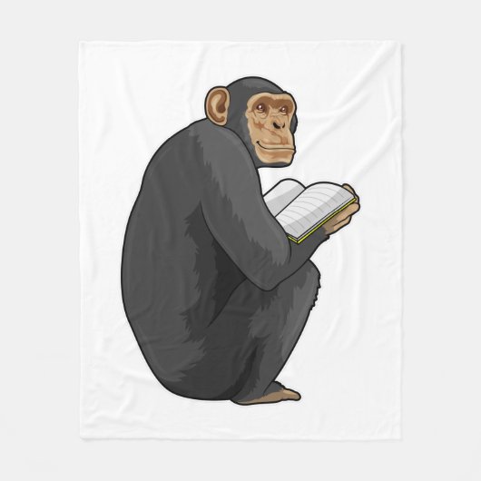 Couverture Polaire Singe Nerd avec livre (Devant)