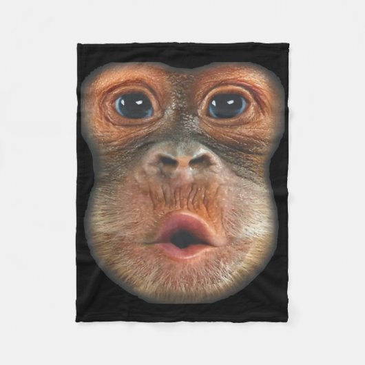 Couverture Polaire Singe qui gonfle le visage avec la bouche (Devant)