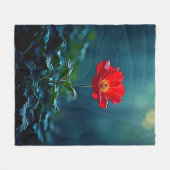 Couverture Polaire Single Red Bloom Focus Design (Devant (Horizontal))