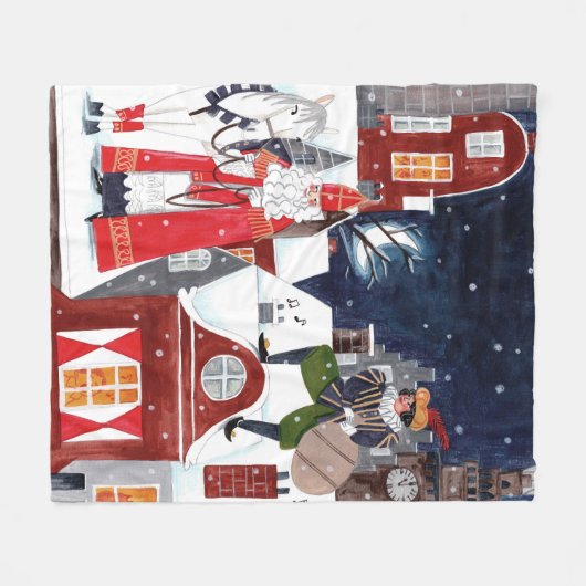 Couverture Polaire Sinterklaas et Piet sur les toits d'Amsterdam (Devant (Horizontal))