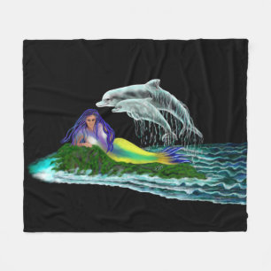 Couverture Polaire Sirène avec dauphins