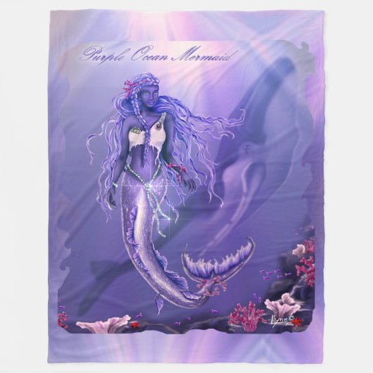 Couverture Polaire Sirène de mer violette (Devant)