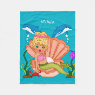 Couverture Polaire Sirène et dauphin bleus de mer