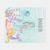 Couverture Polaire Sirène et méduse sous l'aquarelle marine (Devant (Horizontal))