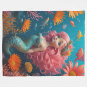 Couverture Polaire Sirène mignonne rose (Devant (Horizontal))
