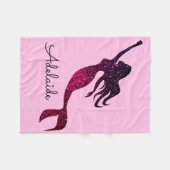 Couverture Polaire Sirène mignonne rose et violet | Nom d'ajout perso (Devant (Horizontal))