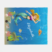 Couverture Polaire Sirène Sous La Tortue De Mer Poisson Océan (Devant (Horizontal))
