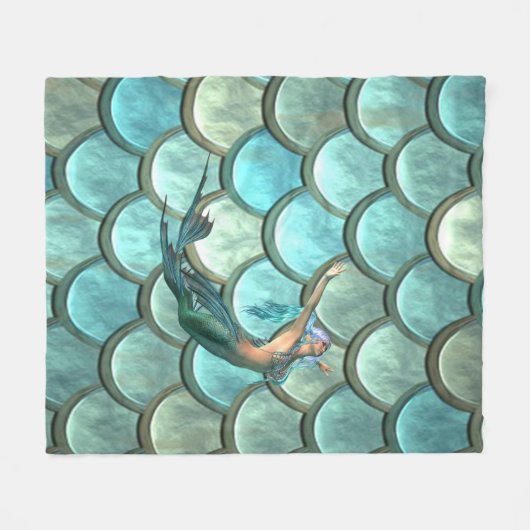 Couverture Polaire Sirène Sur Les Échelles De Queue De Sirène (Devant (Horizontal))
