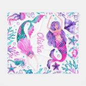 Couverture Polaire Sirènes d'aquarelle sous la mer (Devant (Horizontal))