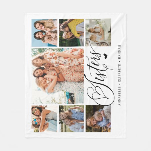 Couverture Polaire Sister Photo Collage Typographie Keepsaké (Devant)