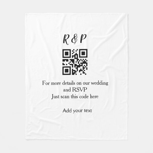 Couverture Polaire site web de mariage rsvp q r code ajouter nom text (Devant)
