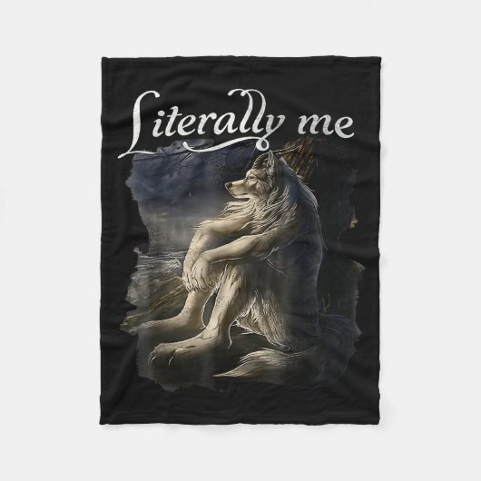 Couverture Polaire Sitting Wolf Literally Me Wolf Funny Dank Meme (Devant)