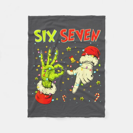 Couverture Polaire Six Seven 67 Funny Hand-sign Christmas Meme  (Devant)