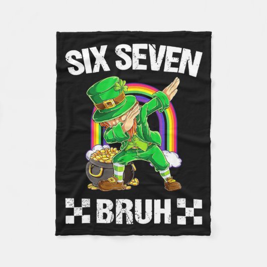 Couverture Polaire Six Seven Bruh Dabbing Leprechaun Saint-Patrick (Devant)