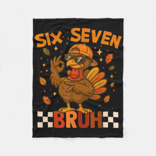 Couverture Polaire Six Seven Bruh Dinde Action de grâce 67 Mème Gén A