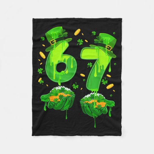 Couverture Polaire Six seven meme 67 jour de la Saint-Patrick trèfle (Devant)