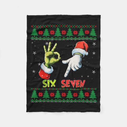 Couverture Polaire Six Seven Skeleton Meme Noël Sweat Ugly 67 (Devant)