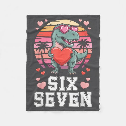 Couverture Polaire Six Seven Valentine’s Day Dinosaur T-rex For Kids  (Devant)