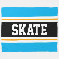 SKATE Bright Sky Blue Black Yellow Racing Stripes