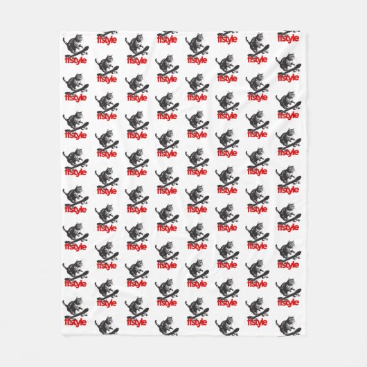 Couverture Polaire Skateboard Cat FFStyle Blanc (Devant)