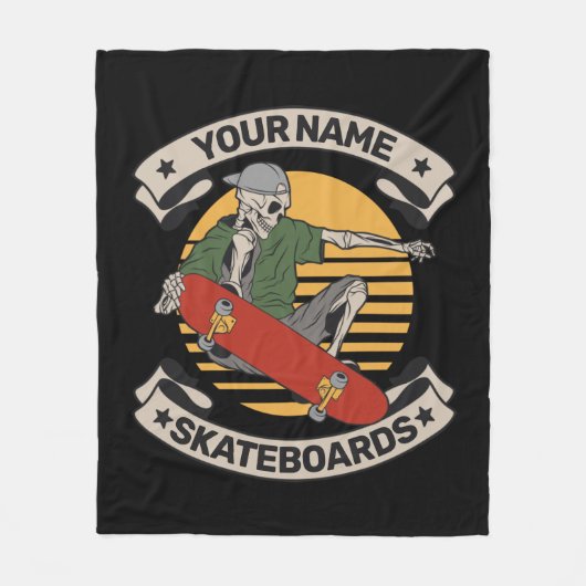 Couverture Polaire Skateboard personnalisé Nez Grab Skeleton Skeleton (Devant)