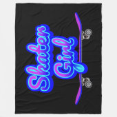 Couverture Polaire Skater Girl Blue Mauve Graffiti Glow Skateboard (Devant)