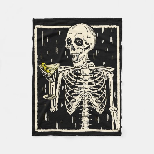 Couverture Polaire Skeleton Boire Martini Tail Retro Halloween Cos (Devant)